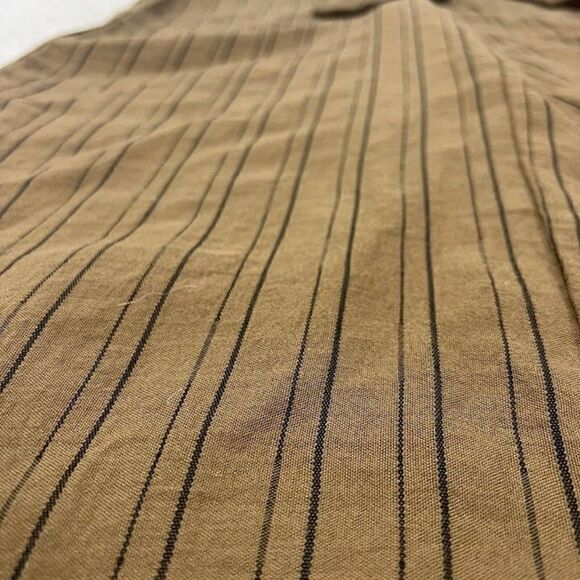Calvin Klein Linen Brown Pinstriped Elastic Waist Tie Wide Leg Cropped Pants 6 - Picture 6 of 12
